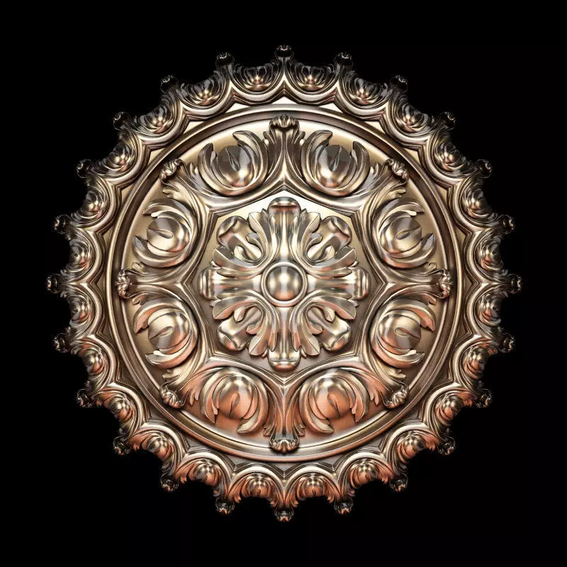 Classic carving rosette baroque style STL file included 3D model_0