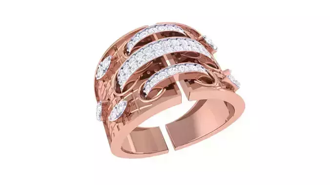 Wire Lock High Jewelry Diamond Cocktail Ring 3dm stl details