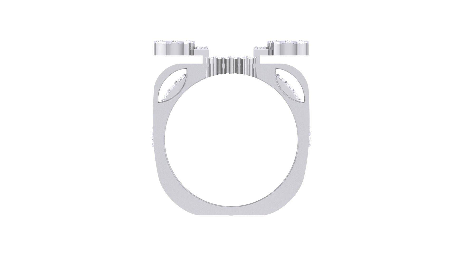 Fixed Tri Stackable Rings High Jewelry Diamond Cocktail Ring 3dm 3D print model_11