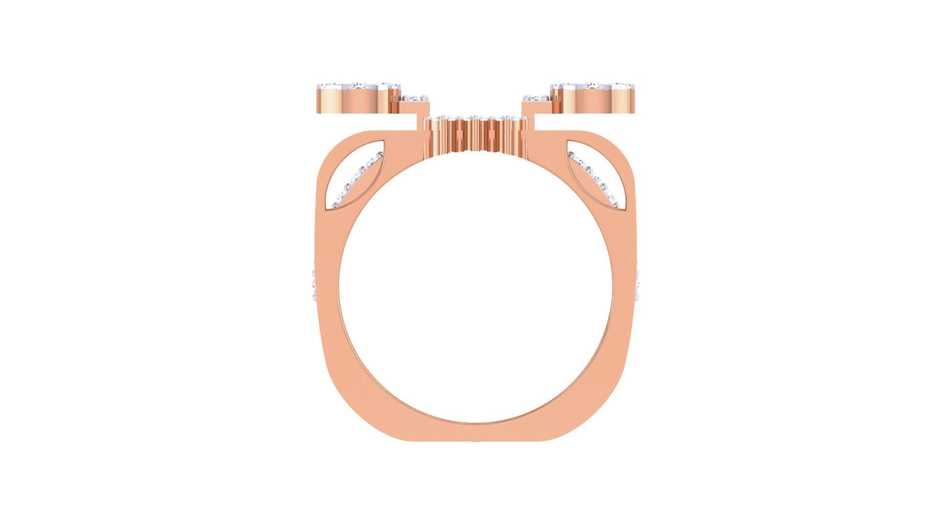 Fixed Tri Stackable Rings High Jewelry Diamond Cocktail Ring 3dm 3D print model_10