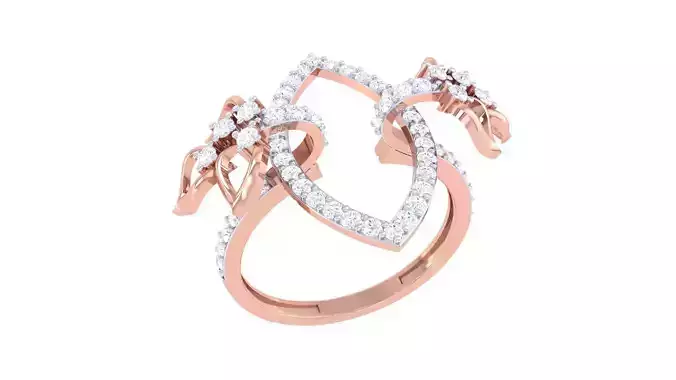 Twin Flower Vines High Jewelry Diamond Cocktail Ring 3dm stl 3D print model