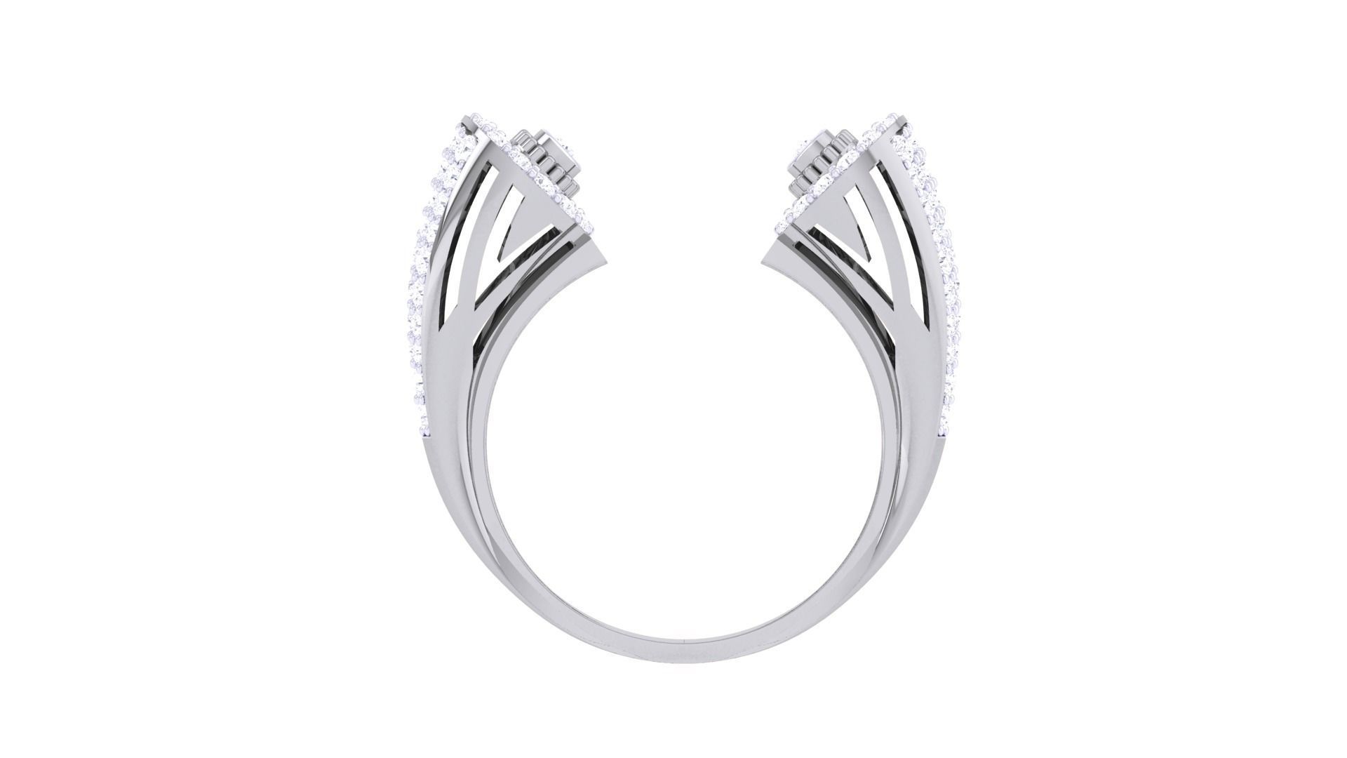 Bi Head High Jewelry Diamond Cocktail Ring 3dm stl details 3D print model_12