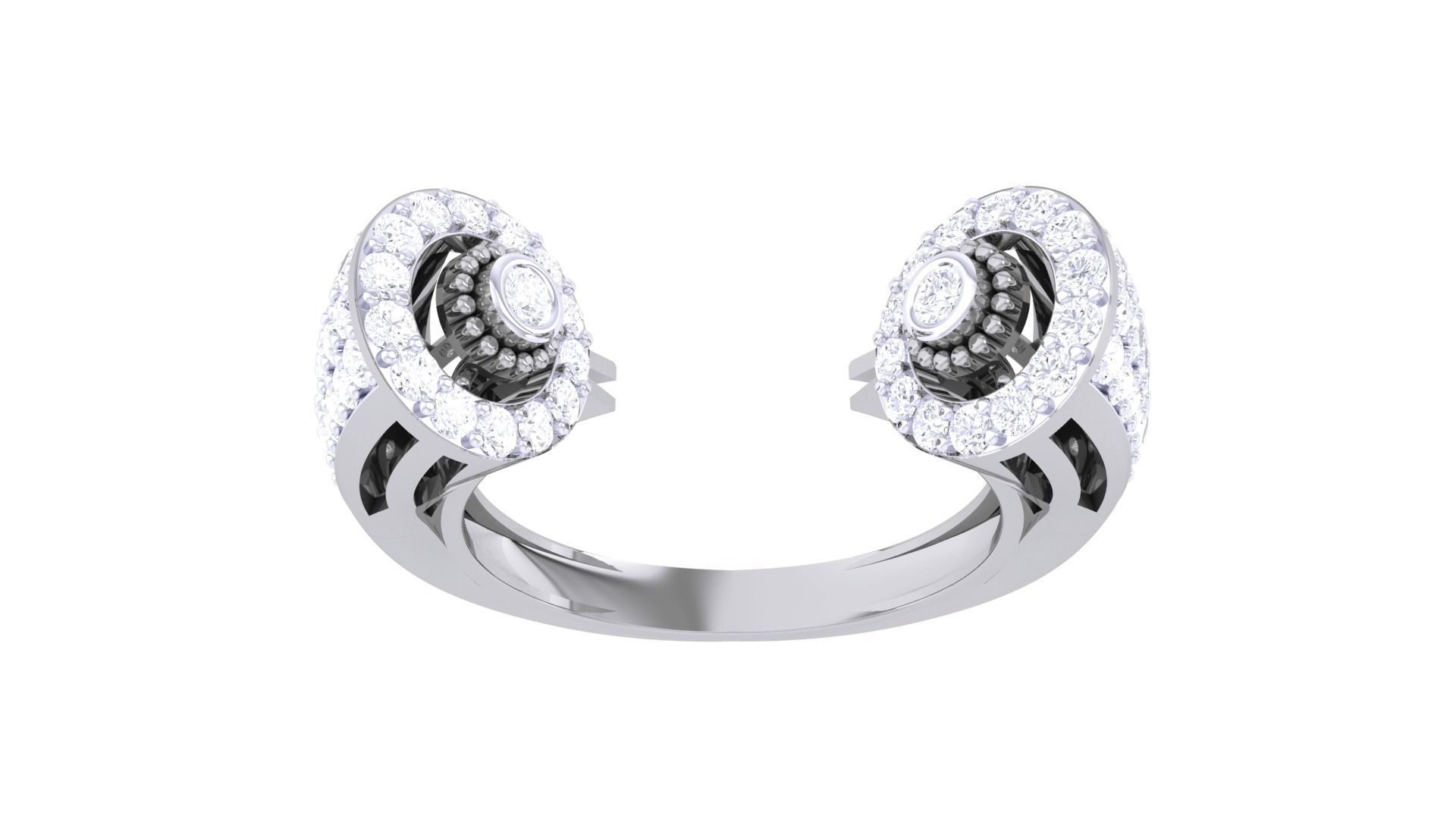 Bi Head High Jewelry Diamond Cocktail Ring 3dm stl details 3D print model_8