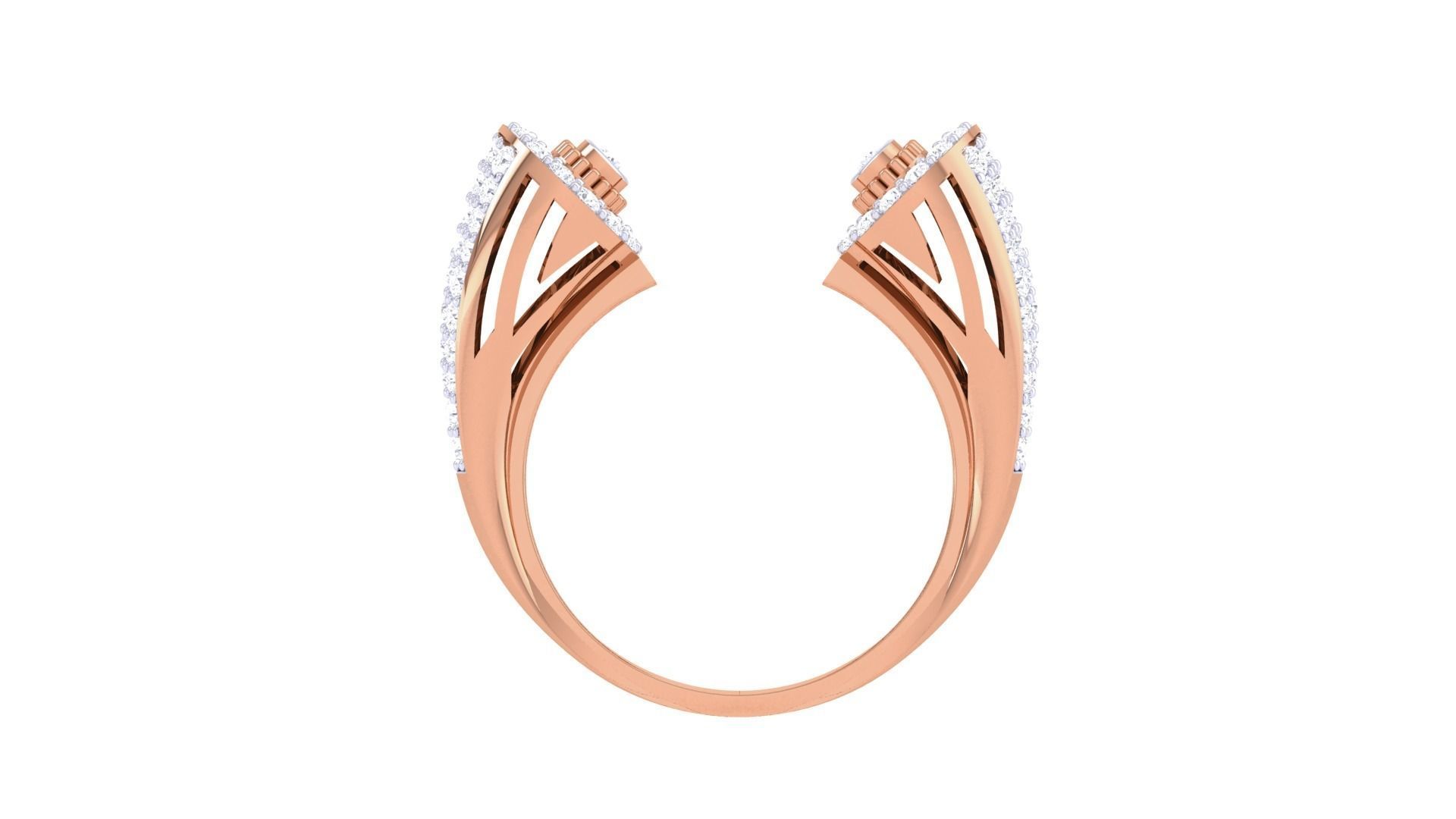 Bi Head High Jewelry Diamond Cocktail Ring 3dm stl details 3D print model_10