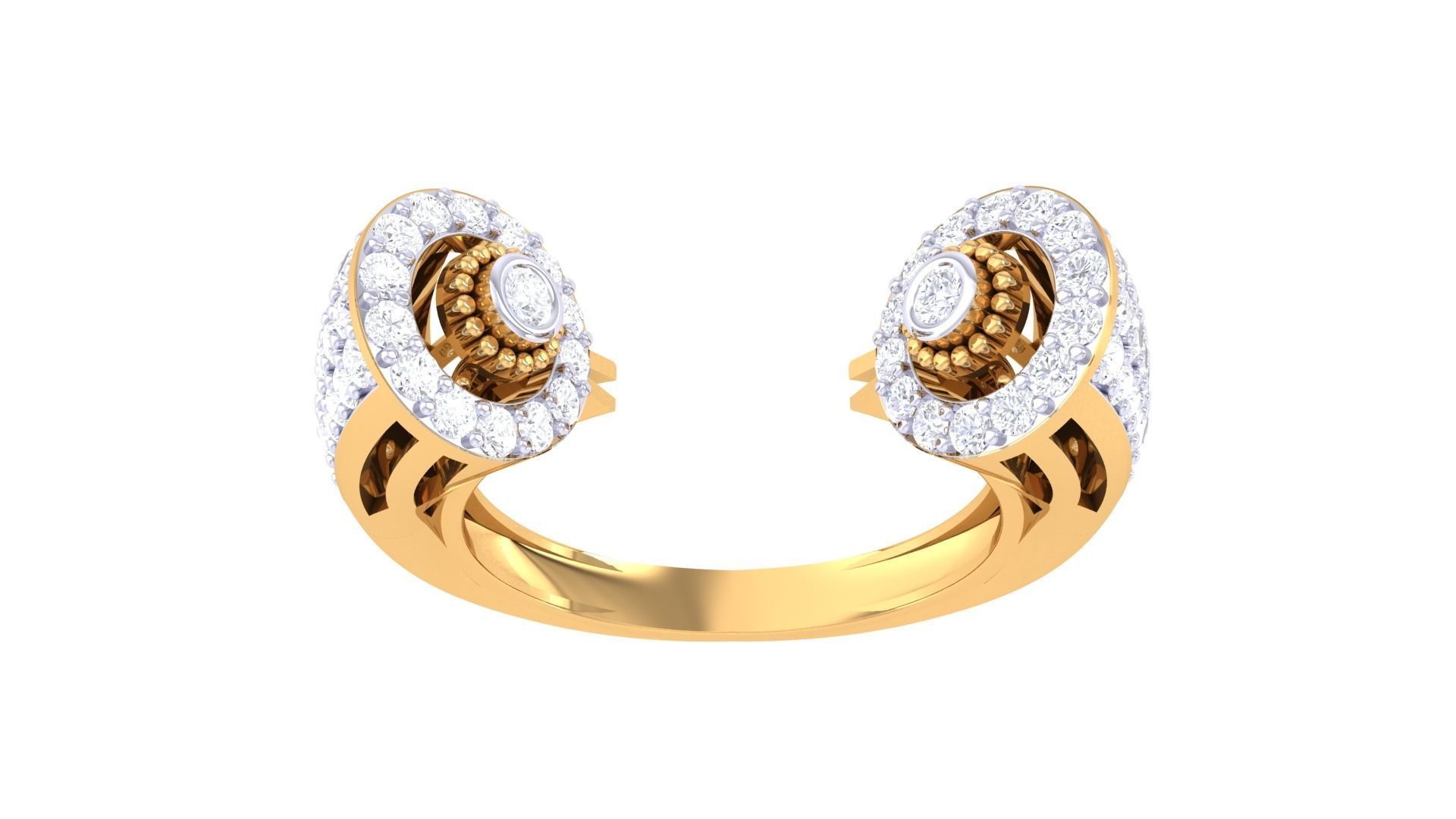 Bi Head High Jewelry Diamond Cocktail Ring 3dm stl details 3D print model_9