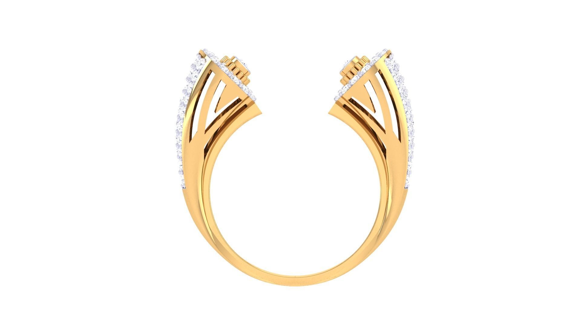 Bi Head High Jewelry Diamond Cocktail Ring 3dm stl details 3D print model_11