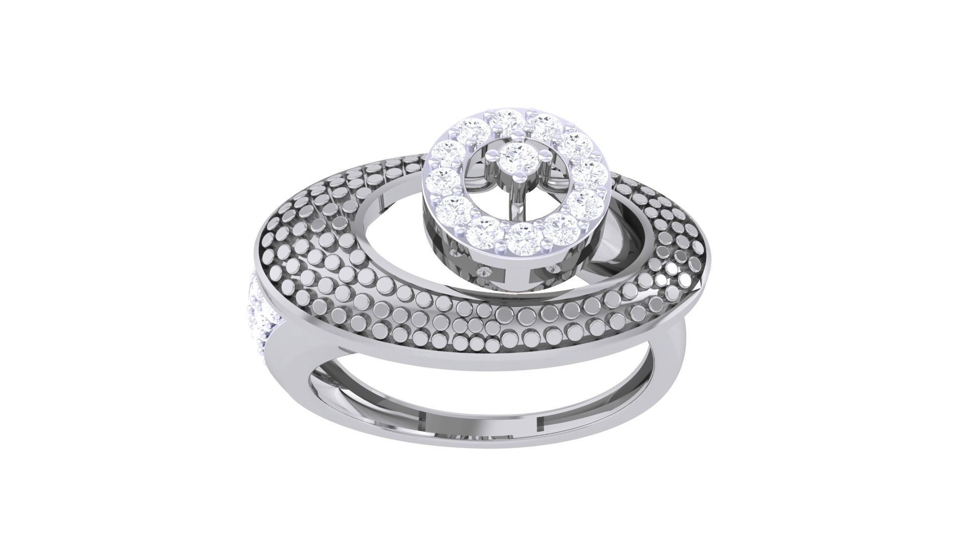 Asteroid Belt High Jewelry Diamond Cocktail Ring 3dm stl details 3D print model_7