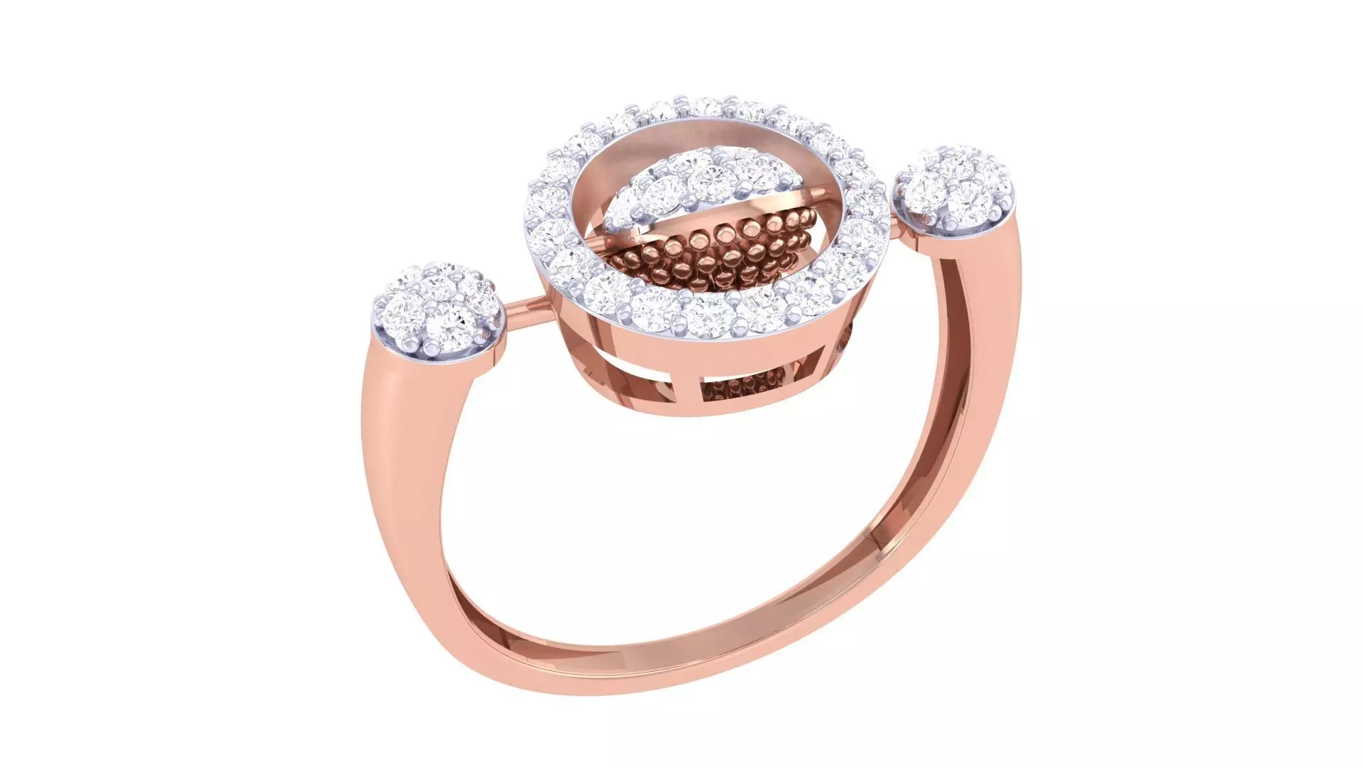 Dancing Diamond High Jewelry Diamond Cocktail Ring 3dm stl 3D print model_0