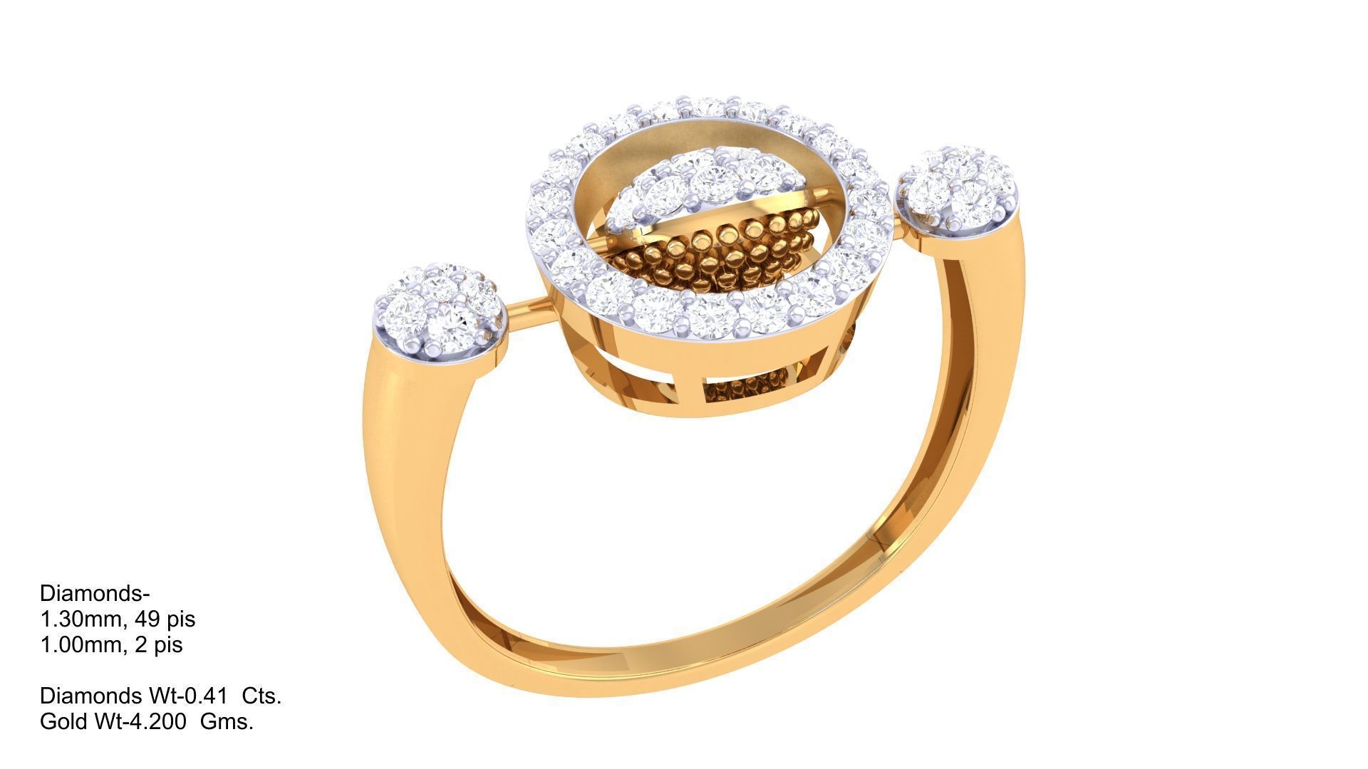 Dancing Diamond High Jewelry Diamond Cocktail Ring 3dm stl 3D print model_2