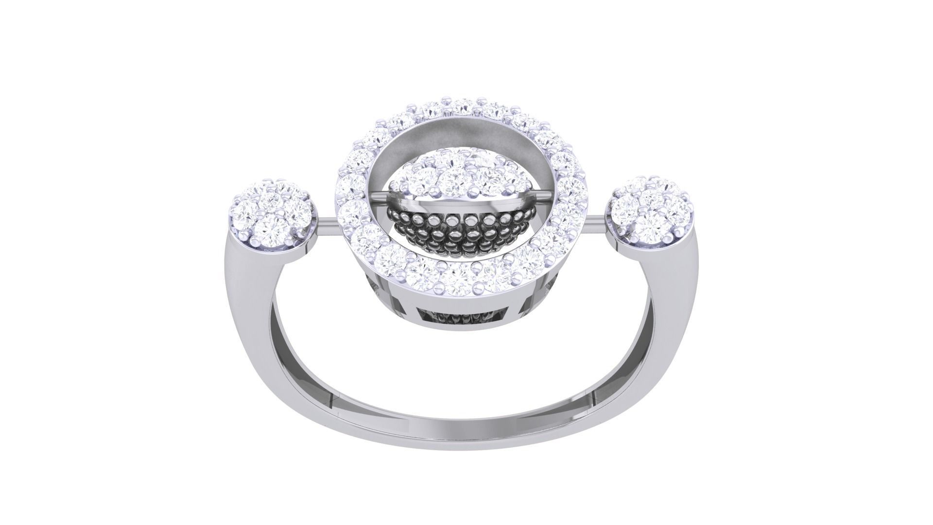 Dancing Diamond High Jewelry Diamond Cocktail Ring 3dm stl 3D print model_7