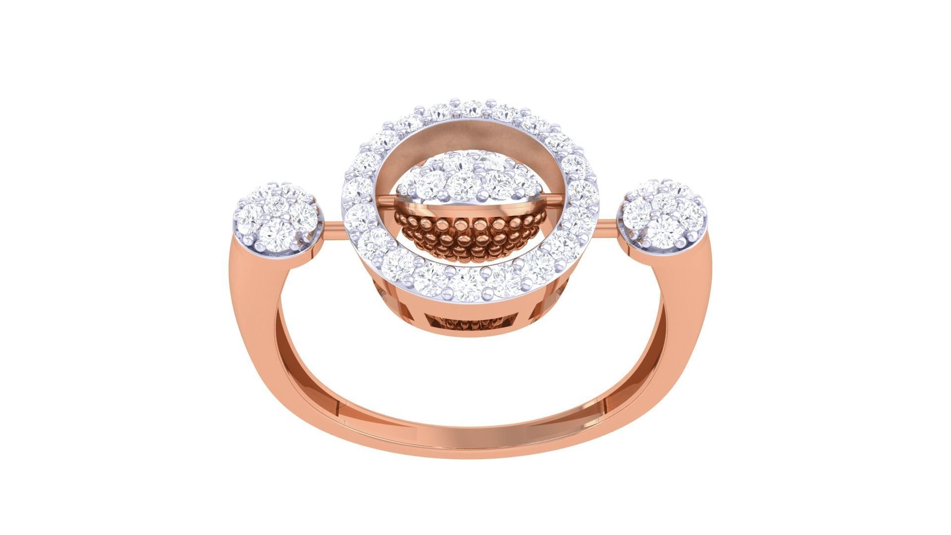 Dancing Diamond High Jewelry Diamond Cocktail Ring 3dm stl 3D print model_9