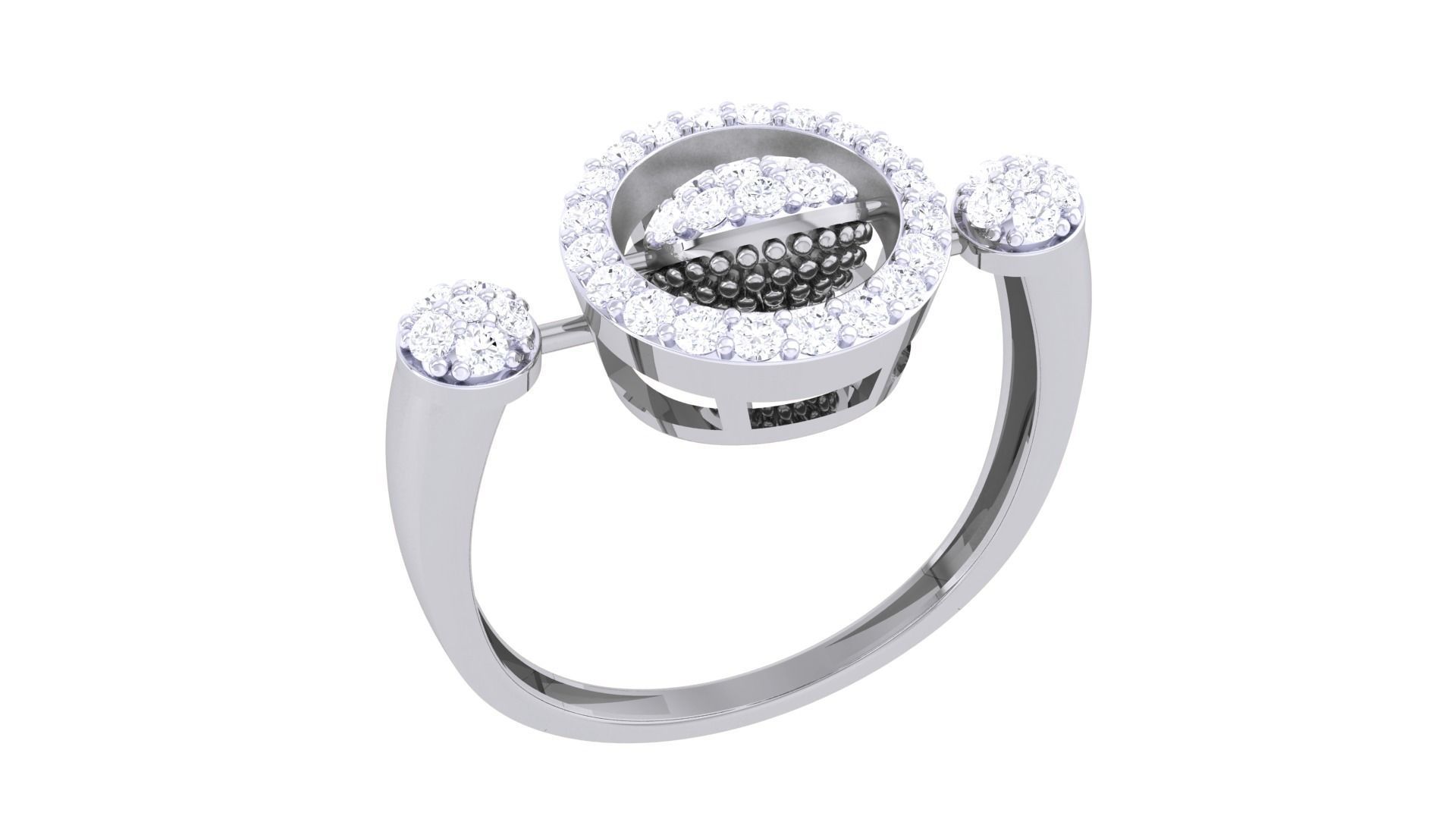 Dancing Diamond High Jewelry Diamond Cocktail Ring 3dm stl 3D print model_5