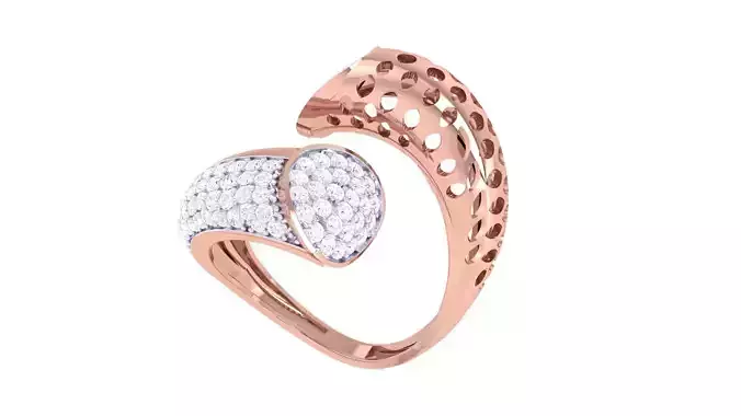 Perforated Holes High Jewelry Diamond Cocktail Ring 3dm stl