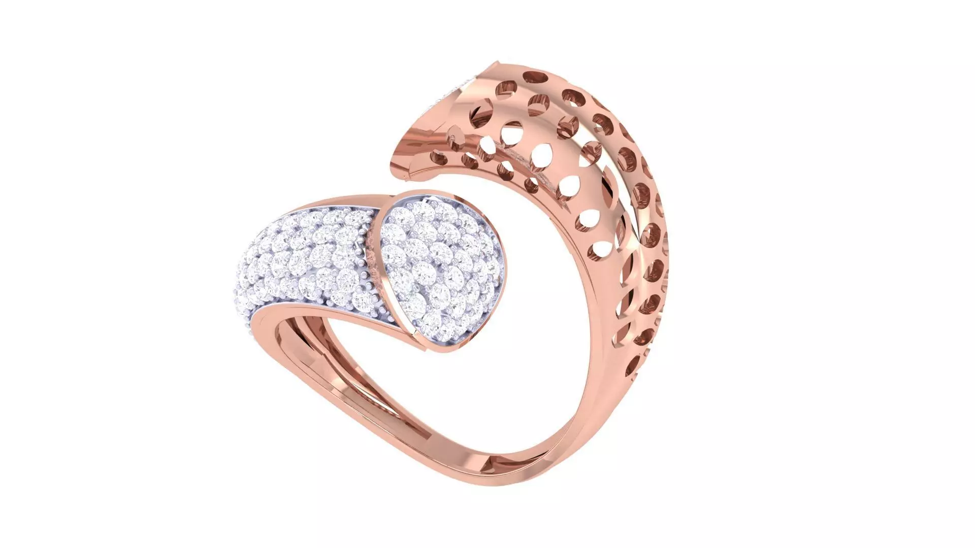 Perforated Holes High Jewelry Diamond Cocktail Ring 3dm stl 3D print model