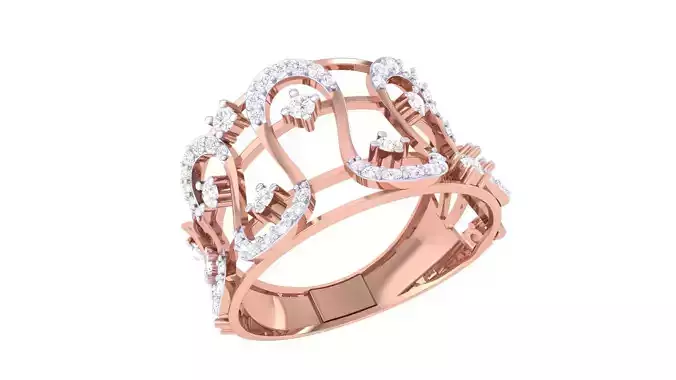 Wire High Jewelry Diamond Cocktail Ring 3dm stl details