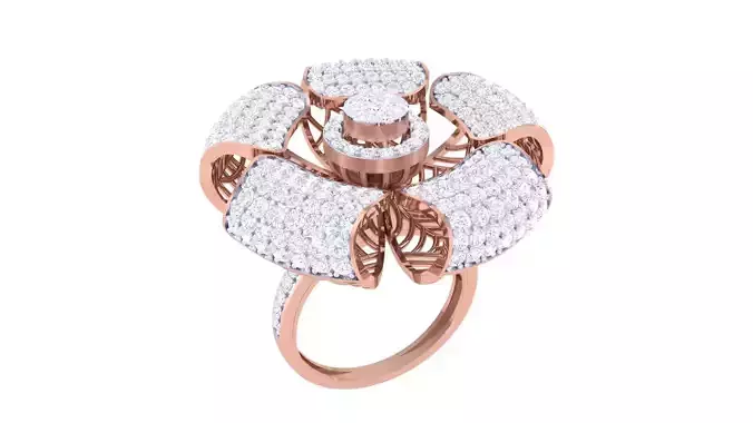 Ultra vision Flower Wire Mesh High Jewelry Diamond Cocktail Ring