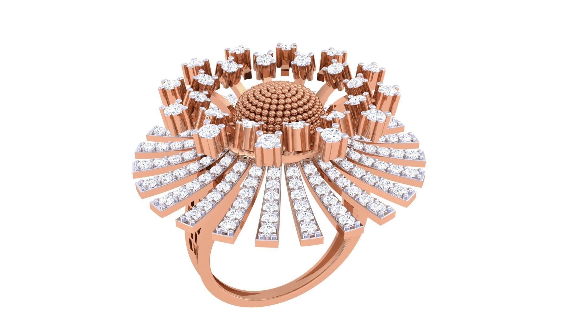 Blooming Flower High Jewelry Diamond Cocktail Ring 3dm stl  3D print model_5