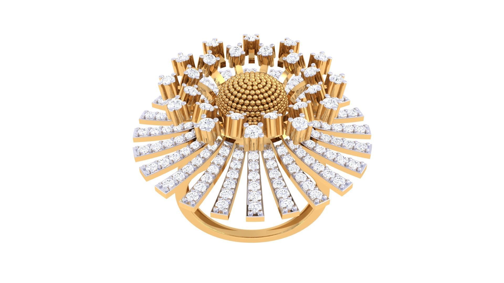 Blooming Flower High Jewelry Diamond Cocktail Ring 3dm stl  3D print model_8