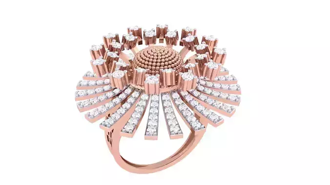Blooming Flower High Jewelry Diamond Cocktail Ring 3dm stl  3D print model Blooming Flower High Jewelry Diamond Cocktail Ring 3dm stl  3D print model