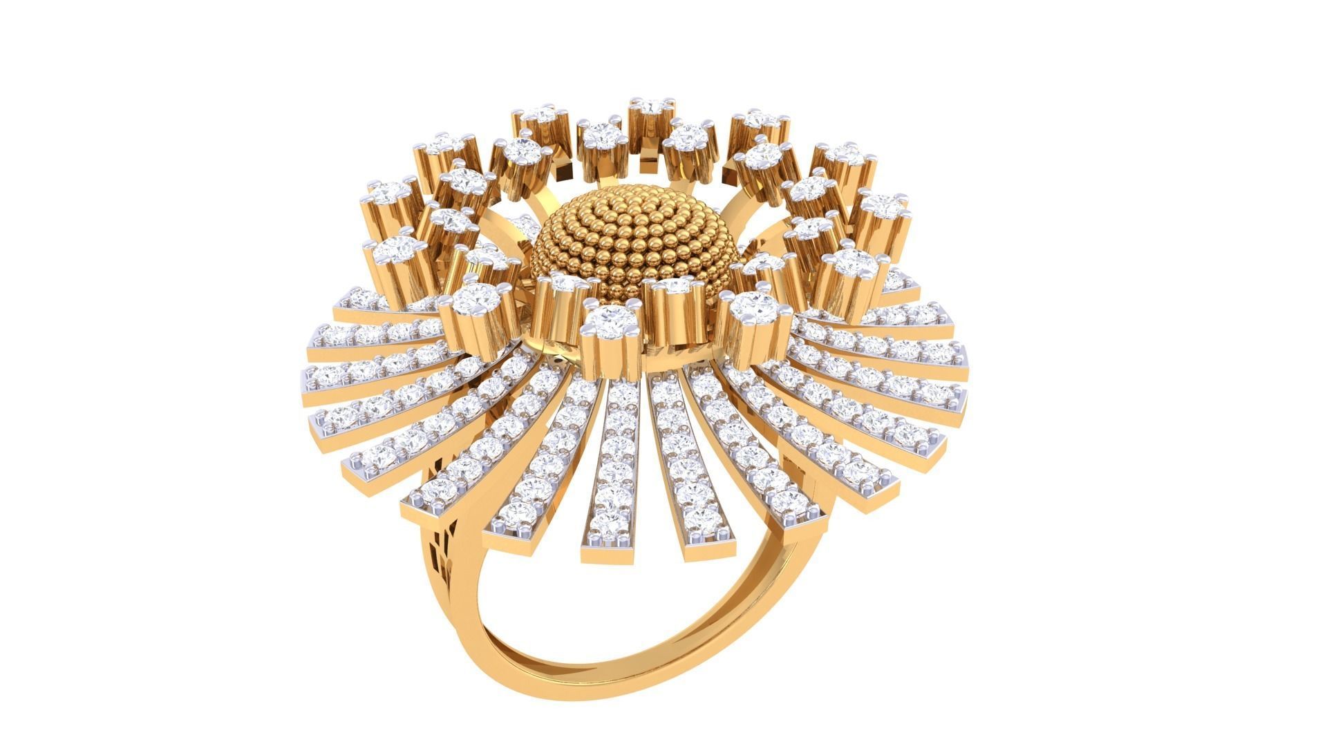 Blooming Flower High Jewelry Diamond Cocktail Ring 3dm stl  3D print model_4