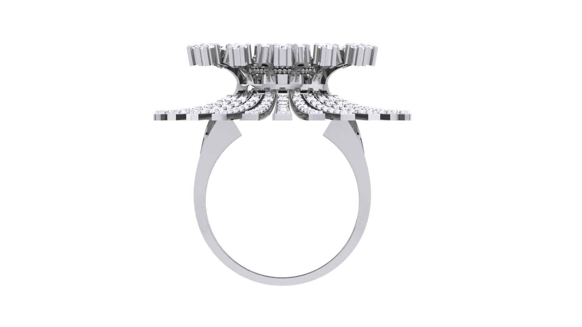 Blooming Flower High Jewelry Diamond Cocktail Ring 3dm stl  3D print model_12
