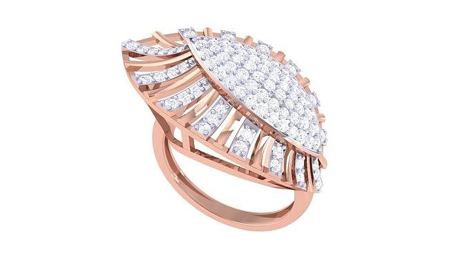 Sea Shell High Jewelry Diamond Cocktail Ring 3dm stl details 3D print model