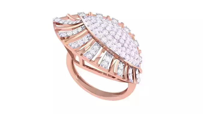 Sea Shell High Jewelry Diamond Cocktail Ring 3dm stl details