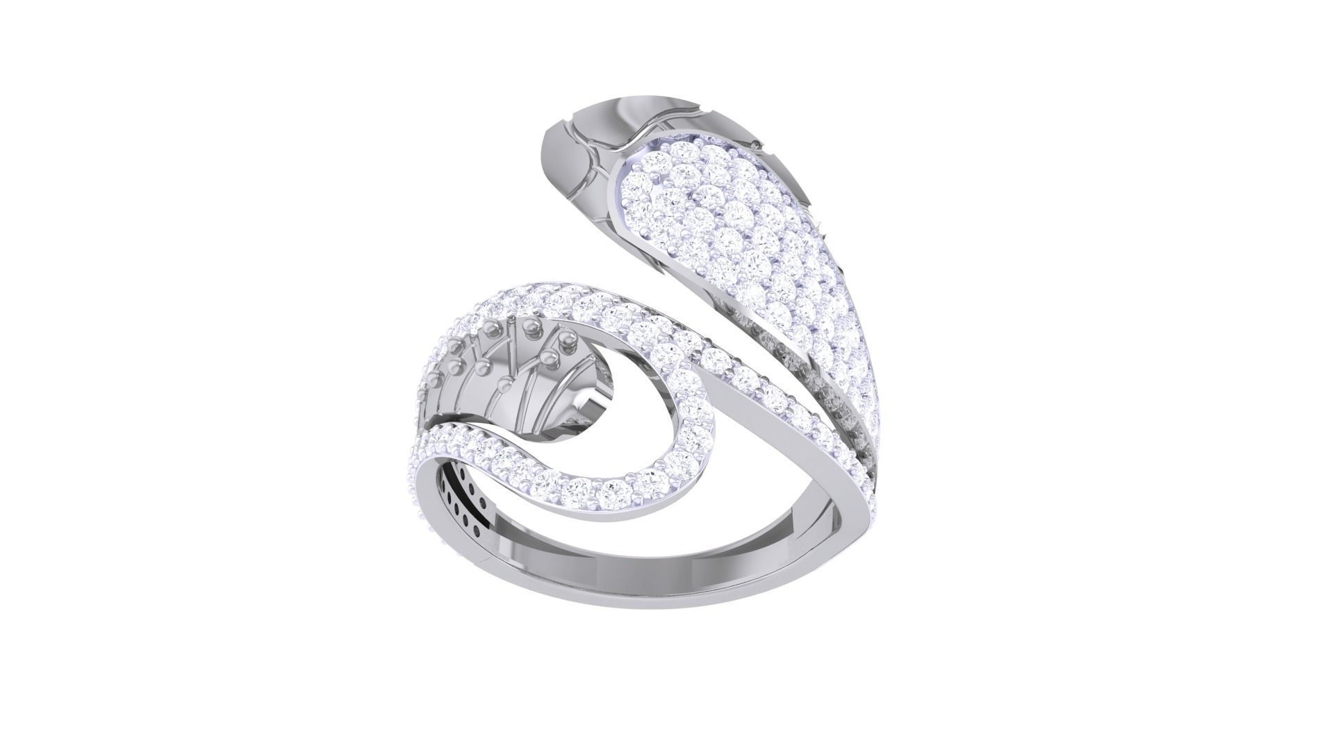 Snake Head High Jewelry Diamond Cocktail Ring 3dm stl details 3D print model_8