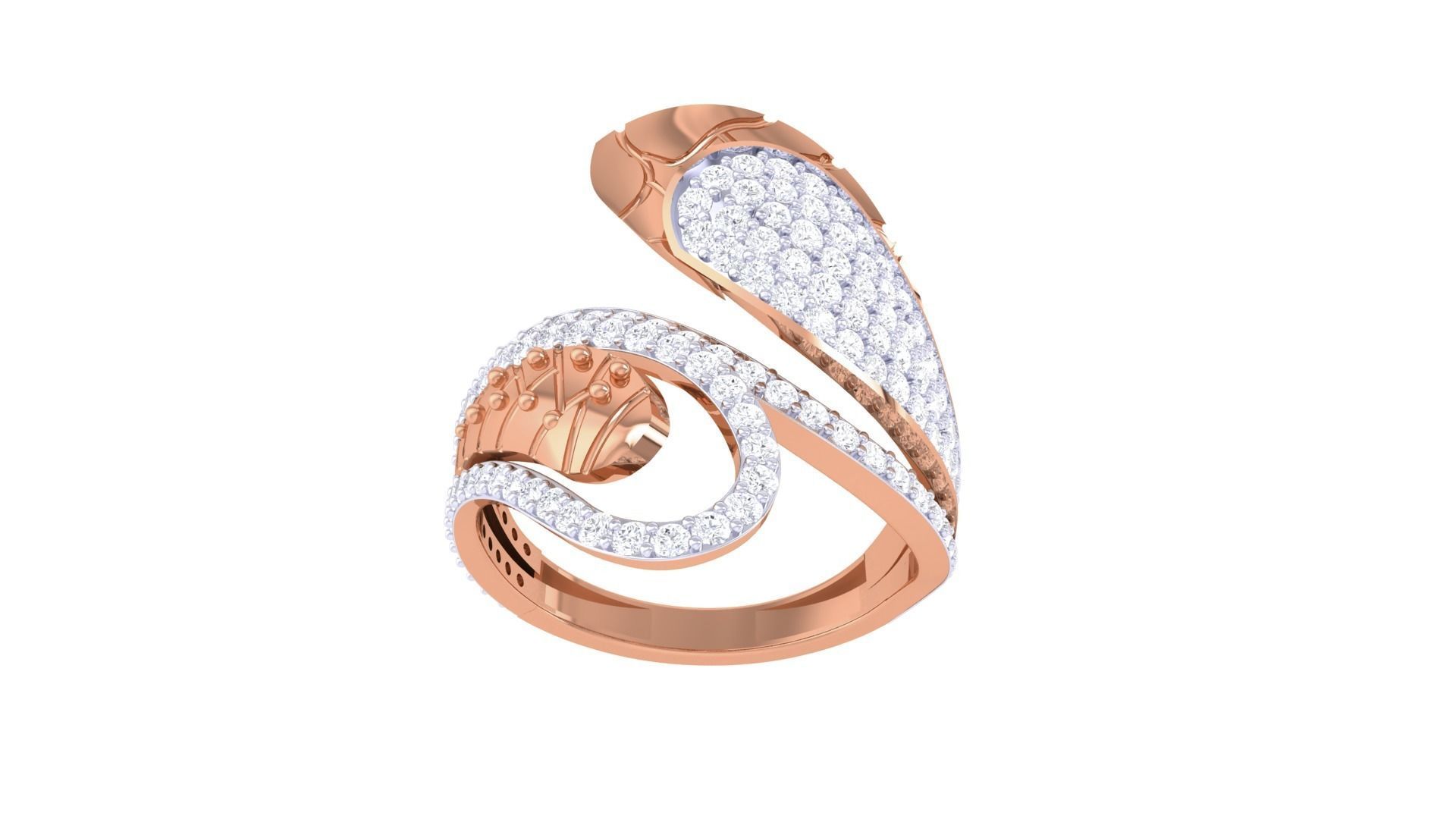 Snake Head High Jewelry Diamond Cocktail Ring 3dm stl details 3D print model_7