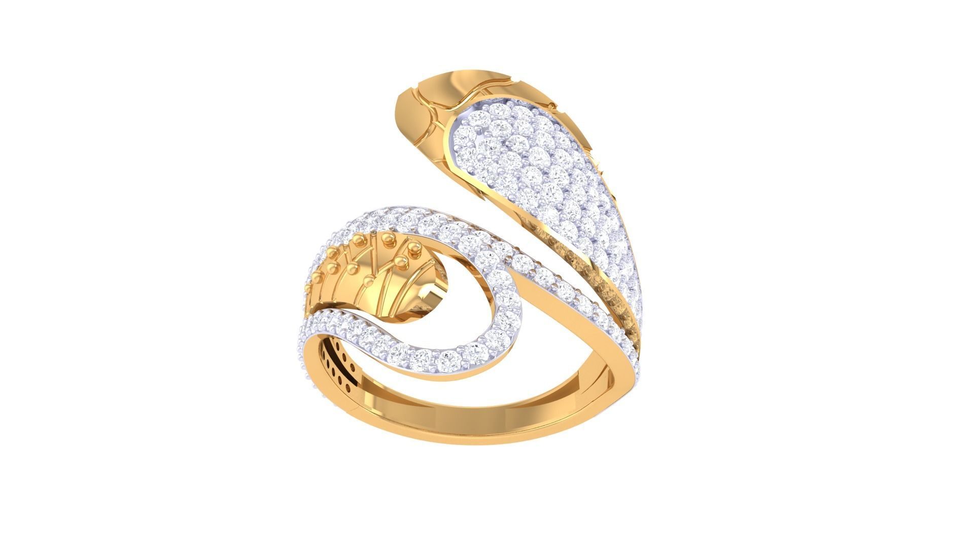 Snake Head High Jewelry Diamond Cocktail Ring 3dm stl details 3D print model_9