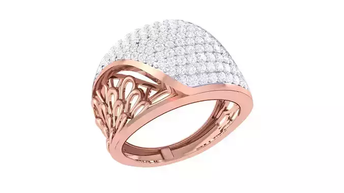 Wire Leaves High Jewelry Diamond Cocktail Ring 3dm stl details