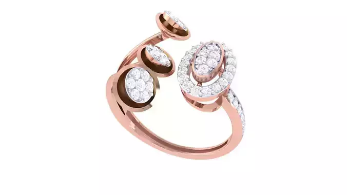 Four Head High Jewelry Diamond Cocktail Ring 3dm stl details