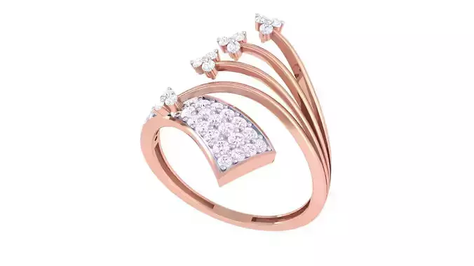 High Jewelry Diamond Cocktail Ring 3dm stl details