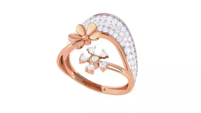 Bi Flower High Jewelry Diamond Cocktail Ring 3dm stl details 3D print model Bi Flower High Jewelry Diamond Cocktail Ring 3dm stl details 3D print model