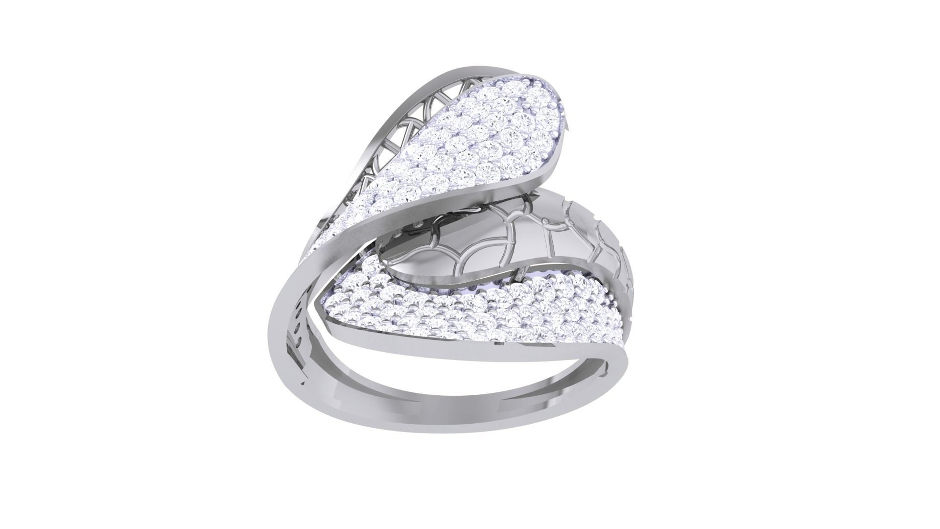 Snake Head High Jewelry Diamond Cocktail Ring 3dm stl details 3D print model_9