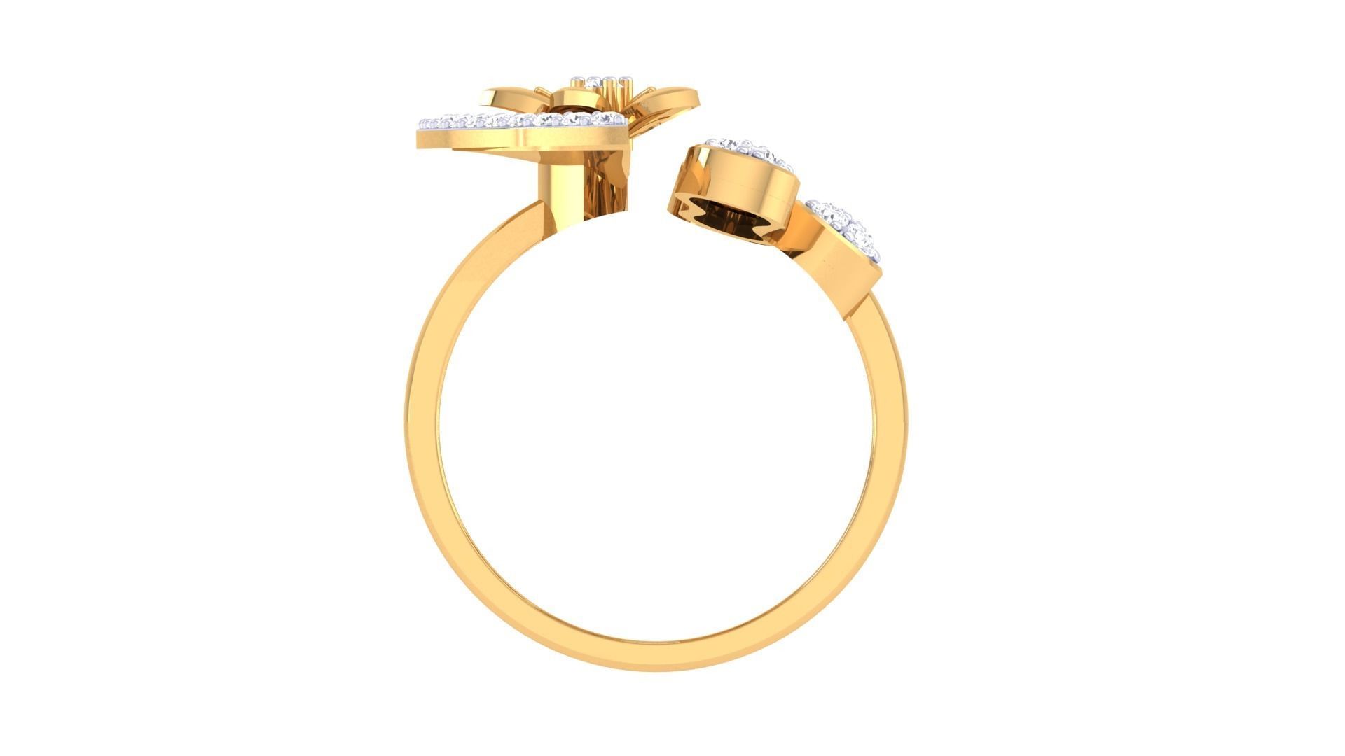 Flower High Jewelry Diamond Cocktail Ring 3dm stl details 3D print model_11