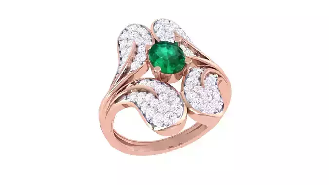Leaves High Jewelry Diamond Cocktail Ring 3dm stl details