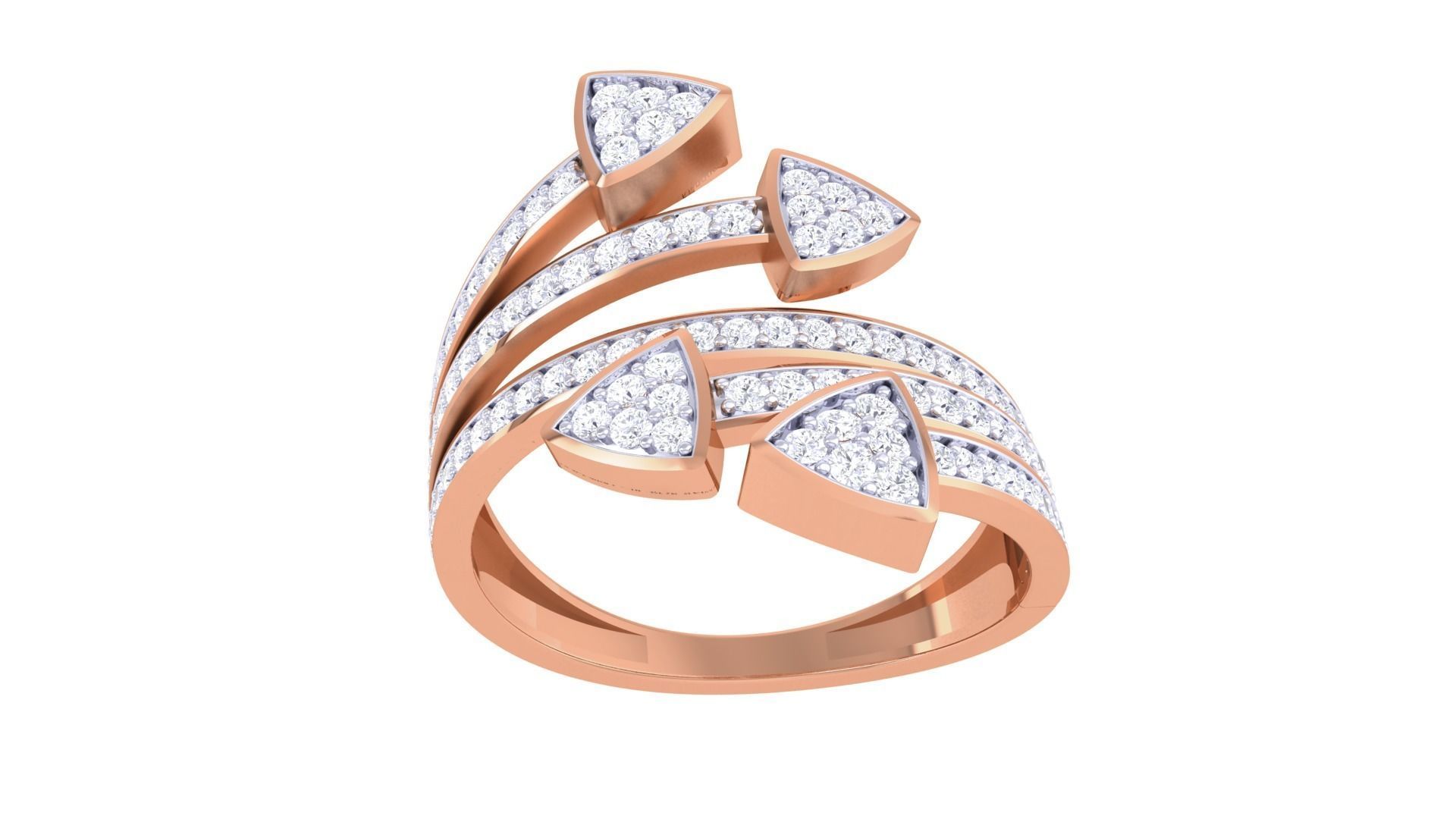 Arrows High Jewelry Diamond Cocktail Ring 3dm stl details 3D print model_9