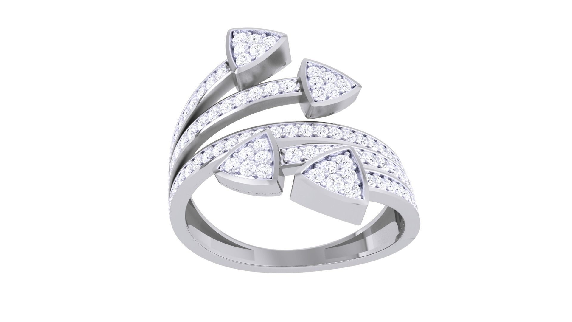 Arrows High Jewelry Diamond Cocktail Ring 3dm stl details 3D print model_7