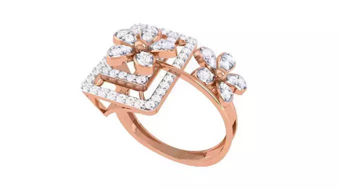 Bi Flower High Jewelry Diamond Cocktail Ring 3dm stl details 3D print model Bi Flower High Jewelry Diamond Cocktail Ring 3dm stl details 3D print model