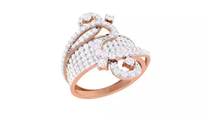 High Jewelry Diamond Cocktail Ring 3dm stl details