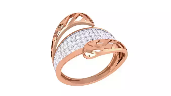 Ultra Vision Leaves Mesh High Jewelry Diamond Cocktail Ring 3dm