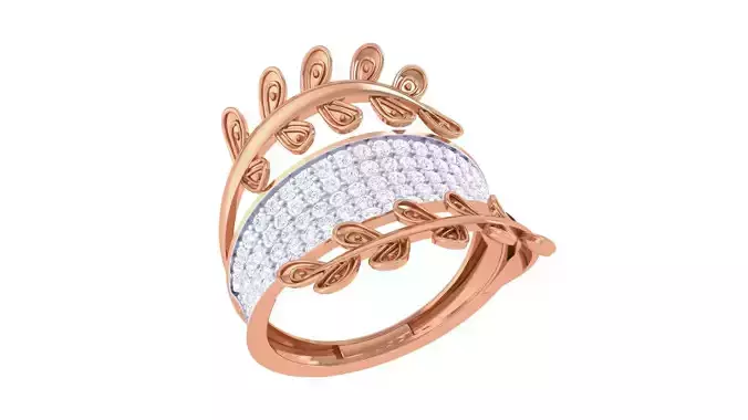 Leave Vines High Jewelry Diamond Cocktail Ring 3dm stl details 3D print model