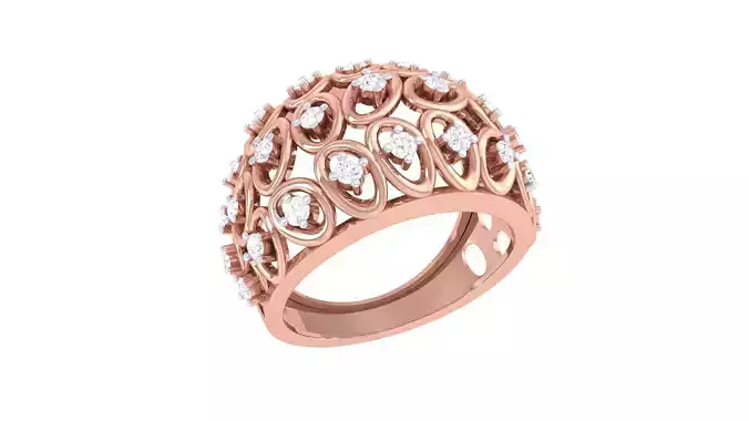 Wire High Jewelry Diamond Cocktail Ring 3dm stl details