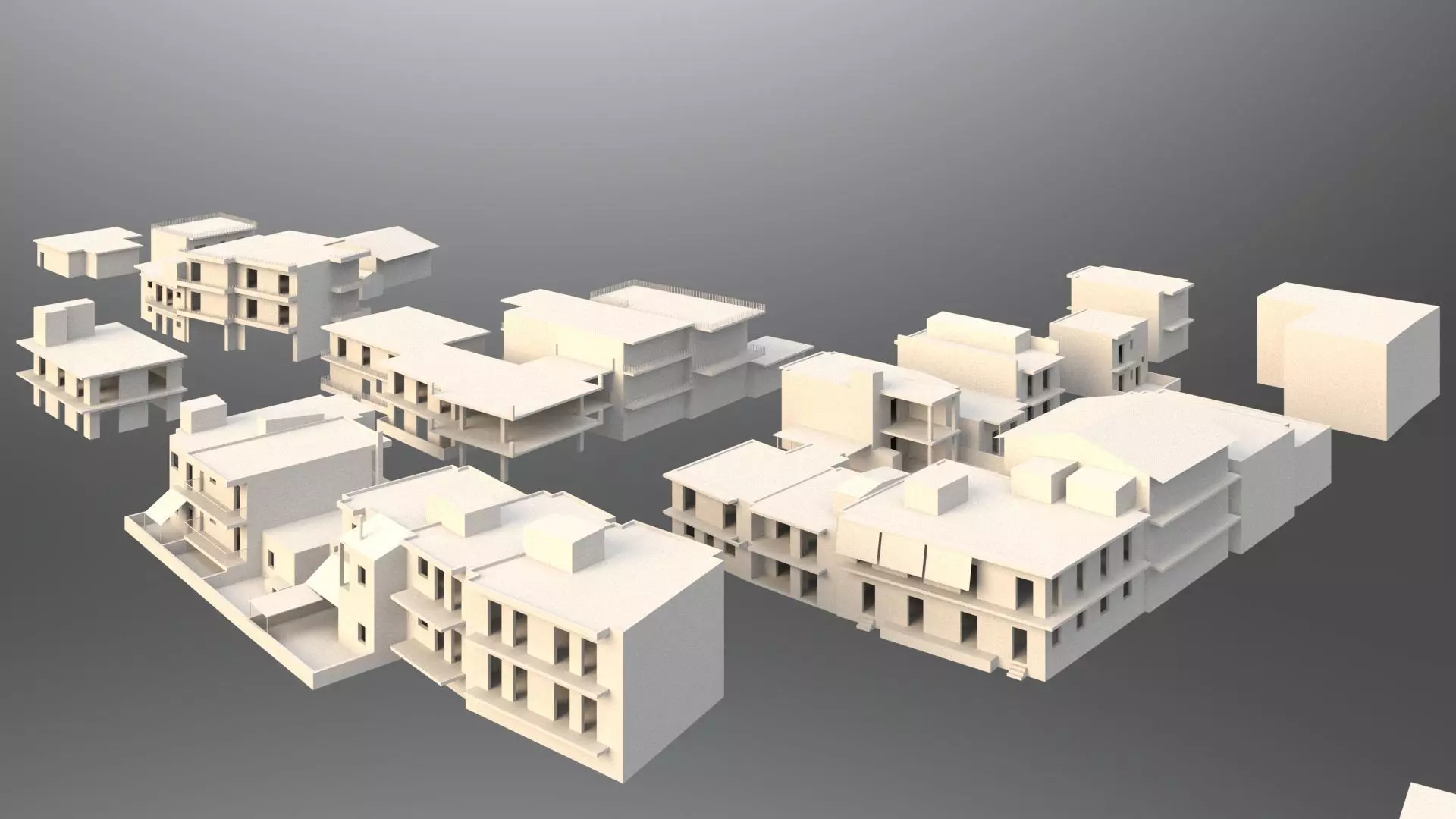 A bunch of houses and neighborhoods 3D model_0