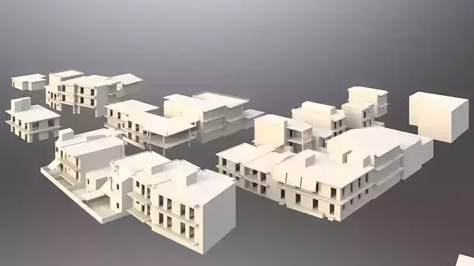 A bunch of houses and neighborhoods 3D model