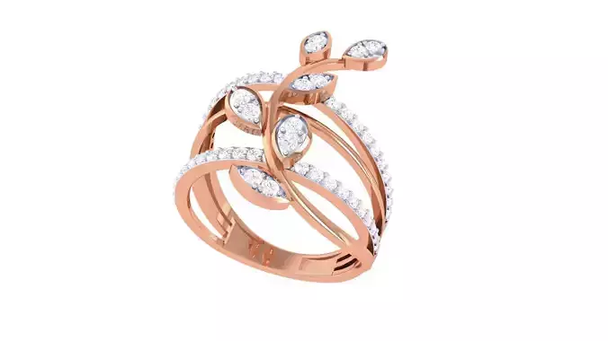 Wire Flower Vines High Jewelry Diamond Cocktail Ring 3dm stl  3D print model