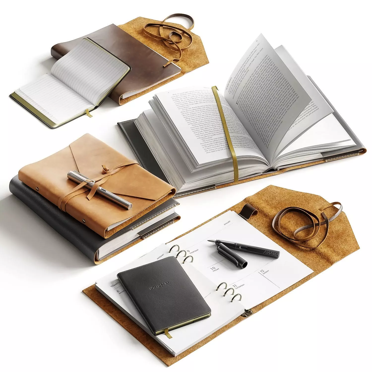 leather planner 3D model_0