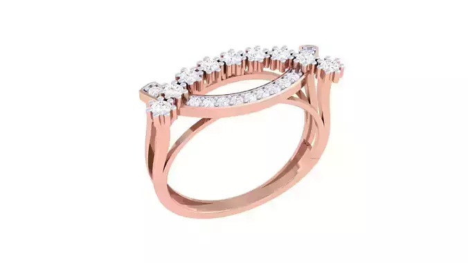 High Jewelry Diamond Cocktail Ring 3dm stl details