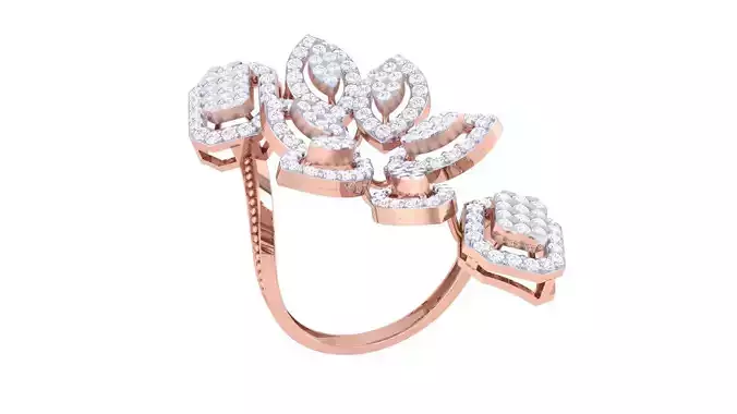 Flowers High Jewelry Diamond Cocktail Ring 3dm stl details